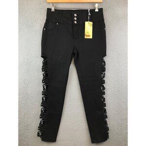 NWT Silver Diva Womens Push Up Jeans Size 17 Black With Button Detail & Cut-Out
